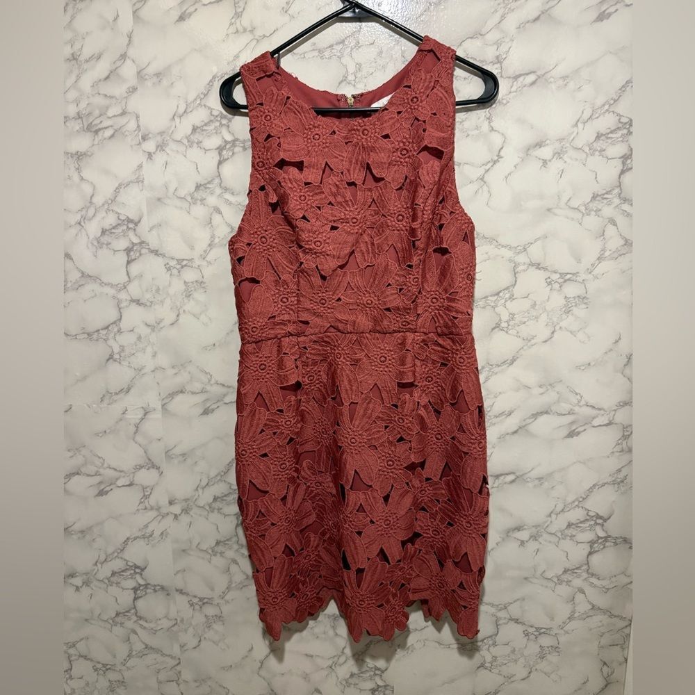 NEW Astr Floral Lace Mini Dress - Coral L